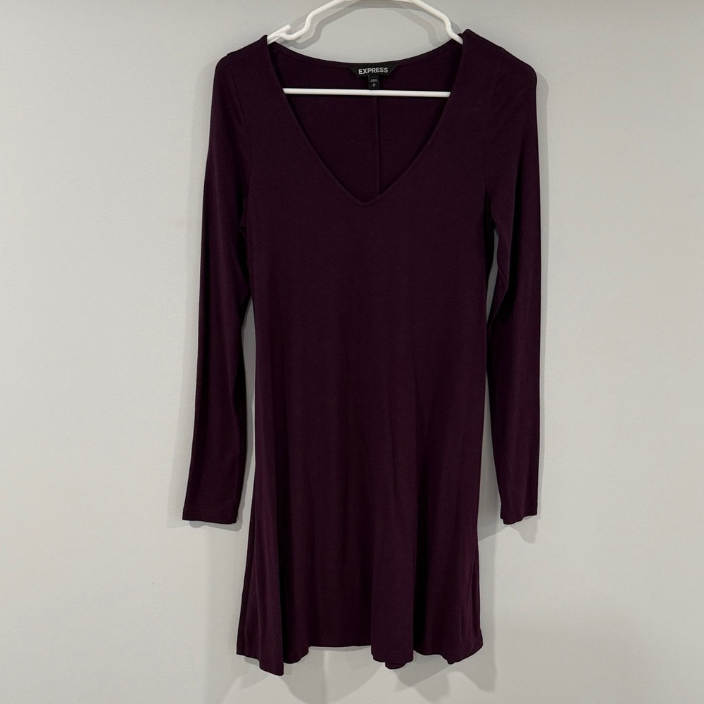 Express Women's Long Sleeve Dress in Deep Purple
